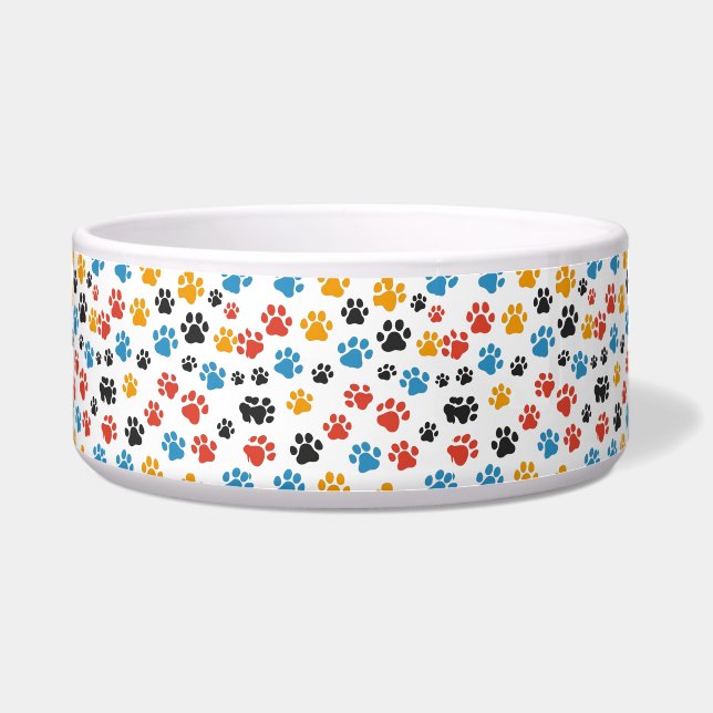 Colourful Paw Dog Bowl (Front)