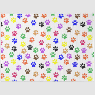 Colourful Paw Print Decoupage Tissue Paper