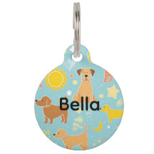 Colourful Paw Print Fun Dog ID Tag | Playful Tenni