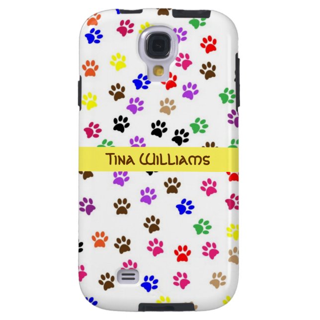 Colourful Paw Print Galaxy S4 Case (Back)