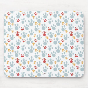 Colourful Paw Print Pattern Mouse Mat