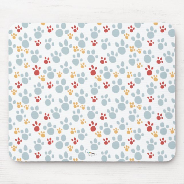 Colourful Paw Print Pattern Mouse Mat (Front)