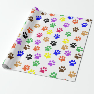 Colourful Paw Print Wrapping Paper