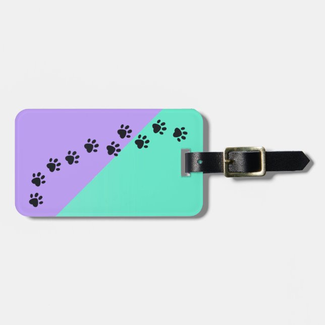 Colourful Paw Prints Across My  Luggage Tag (Front Horizontal)