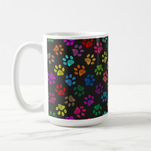 Colourful paw prints coffee mug