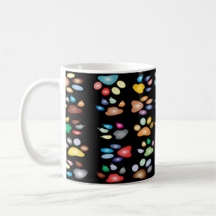 Colourful paw prints coffee mug