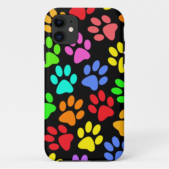 Colourful Paw Prints Collage Case-Mate iPhone Case (Back)
