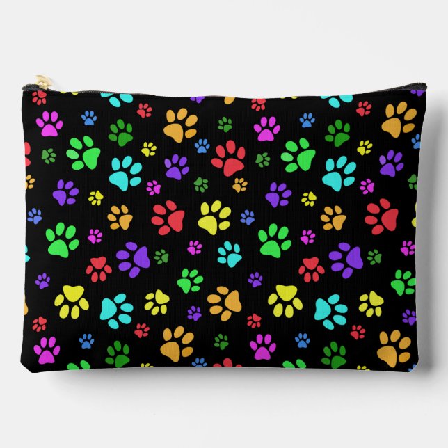 Colourful Paw Prints Design Accessory Bag (Front)