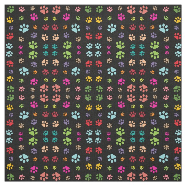 Colourful Paw Prints Design Fabric (Swatch)