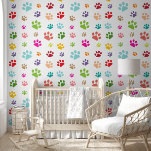 Colourful Paw Prints Design Wallpaper
