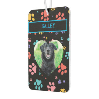 Colourful Paw Prints Dog Photo Car Air Freshener