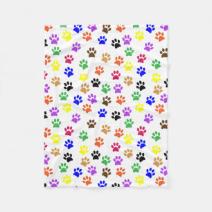Colourful Paw Prints Fleece Blanket