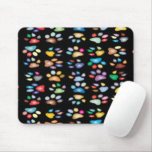 Colourful paw prints mouse mat