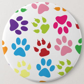 Colourful Paw Prints Pattern 6 Cm Round Badge