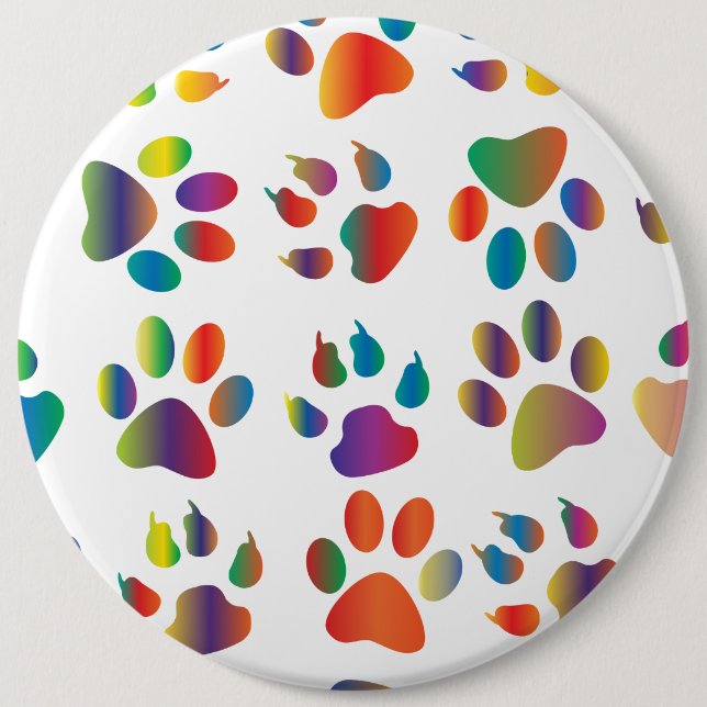 Colourful Paw Prints Pattern 6 Cm Round Badge (Front)