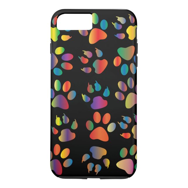 Colourful Paw Prints Pattern (Black) Case-Mate iPhone Case (Back)