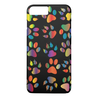 Colourful Paw Prints Pattern (Black) iPhone 8 Plus/7 Plus Case