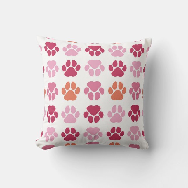 Colourful Paw Prints Pattern Cushion (Front)