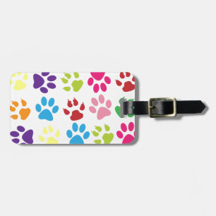 Colourful Paw Prints Pattern Luggage Tag