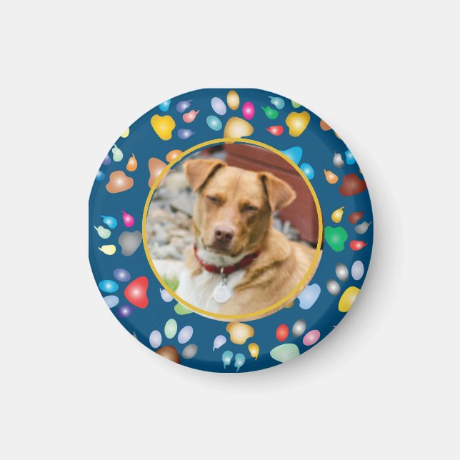 Colourful Paw Prints Pattern Magnet (Front)
