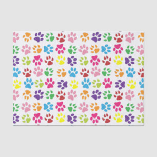 Colourful Paw Prints Pattern Tissue Paper