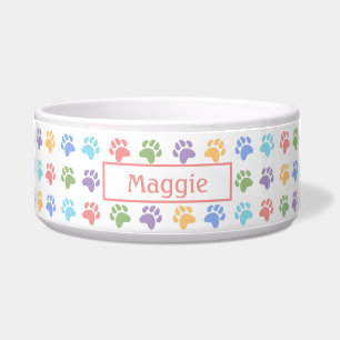 Colourful Paw Prints Pattern With Custom Pet Name