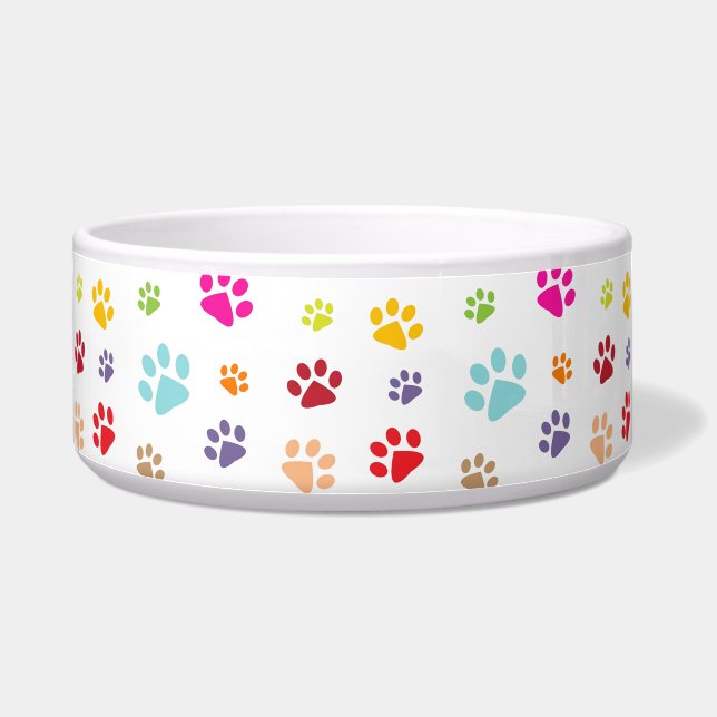 Colourful Paw Prints Pet Bowl (Right)