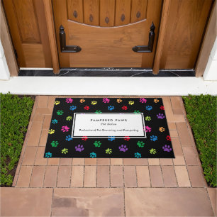 Colourful Paw Prints Professional Pet Salon Doormat
