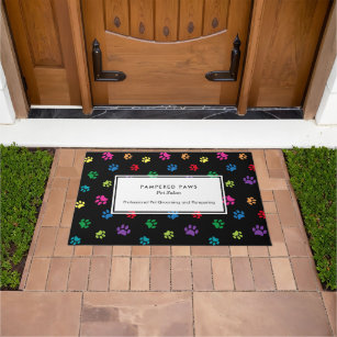 Colourful Paw Prints Professional Pet Salon Doormat