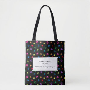 Colourful Paw Prints Professional Pet Salon Tote Bag