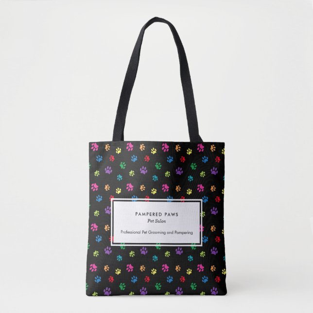Colourful Paw Prints Professional Pet Salon Tote Bag (Front)