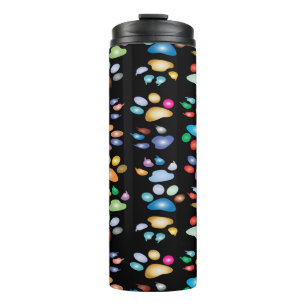 Colourful paw prints thermal tumbler