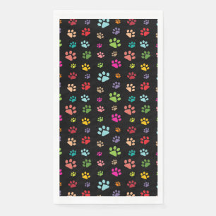 Colourful Pawprints Design Guest Towel Napkins
