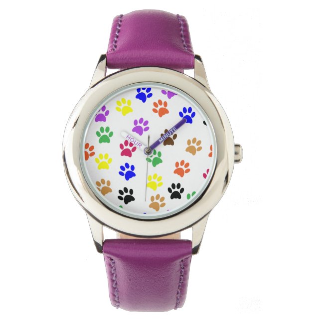 Colourful Pawprints Watch (Front)