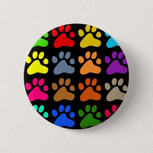 Colourful Paws 6 Cm Round Badge (Front)