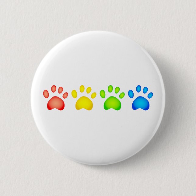 Colourful Paws 6 Cm Round Badge (Front)