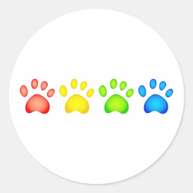 Colourful Paws Classic Round Sticker (Front)