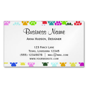 Colourful Paws, Dog Groomer, Dog Walker, Pet Shop Magnetic Business Card
