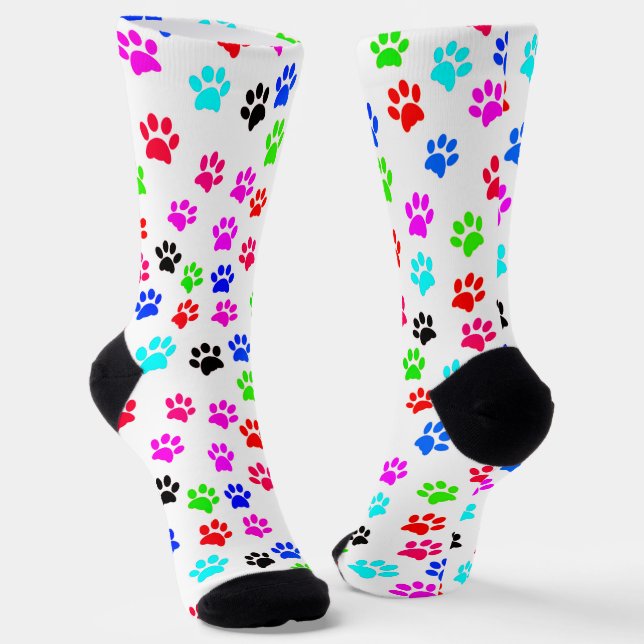 Colourful Paws Dog Lover Pet Lover Cat Lover Cute Socks (Angled)