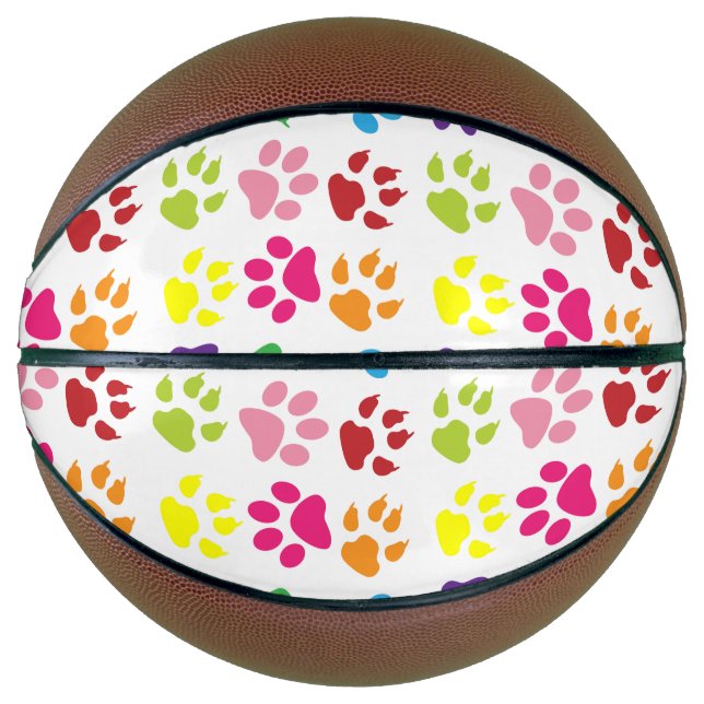 Colourful Paws, Dog Paws, Cat Paws Basketball (Front)