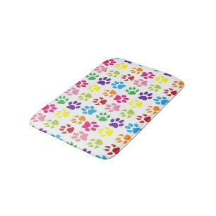 Colourful Paws, Dog Paws, Cat Paws Bath Mat