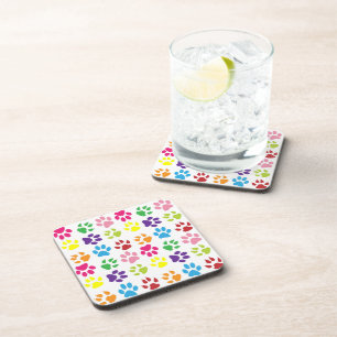 Colourful Paws, Dog Paws, Cat Paws Coaster
