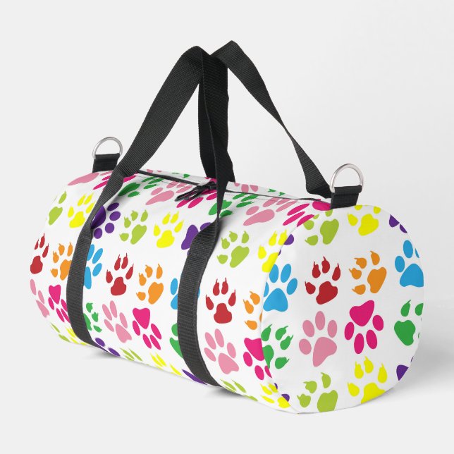 Colourful Paws, Dog Paws, Cat Paws Duffle Bag (Left Corner)