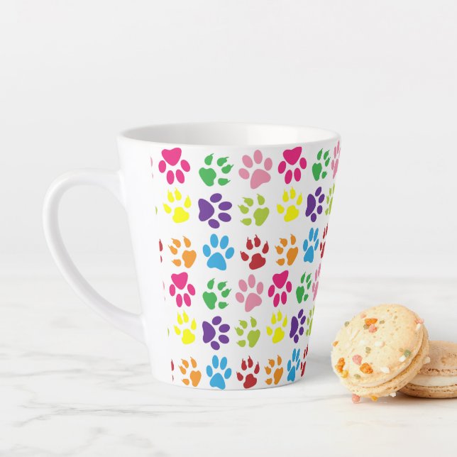 Colourful Paws, Dog Paws, Cat Paws Latte Mug (In Situ)