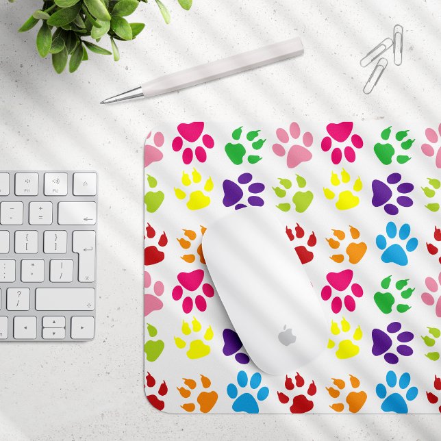 Colourful Paws, Dog Paws, Cat Paws Mouse Mat (Creator Uploaded)