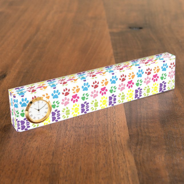 Colourful Paws, Dog Paws, Cat Paws Nameplate (Side)