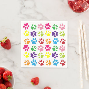 Colourful Paws, Dog Paws, Cat Paws Napkin