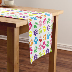 Colourful Paws, Dog Paws, Cat Paws Short Table Runner