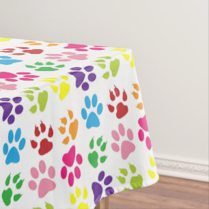 Colourful Paws, Dog Paws, Cat Paws Tablecloth