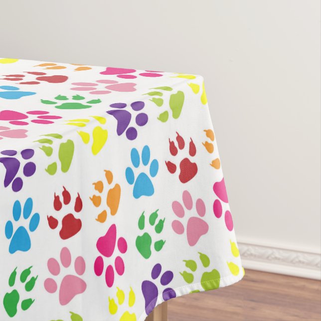 Colourful Paws, Dog Paws, Cat Paws Tablecloth (In Situ)